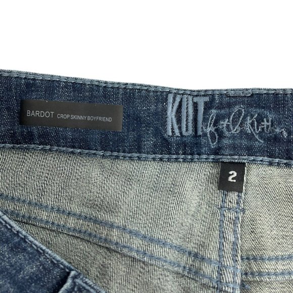 Kut from the Kloth Jeans Womens Sz 2 Blue Bardot Crop Skinny Boyfriend Denim NWT - Picture 4 of 10